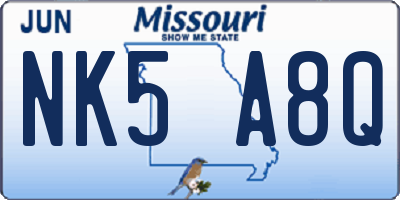 MO license plate NK5A8Q