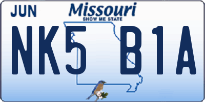 MO license plate NK5B1A