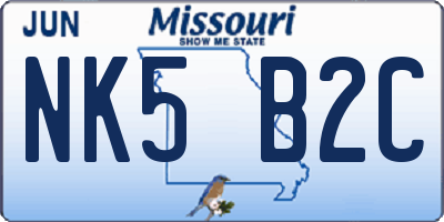 MO license plate NK5B2C