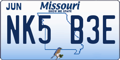 MO license plate NK5B3E