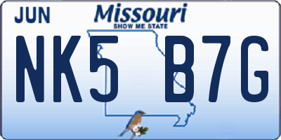 MO license plate NK5B7G