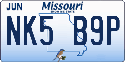 MO license plate NK5B9P