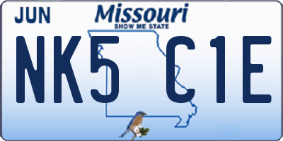 MO license plate NK5C1E
