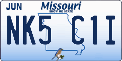 MO license plate NK5C1I