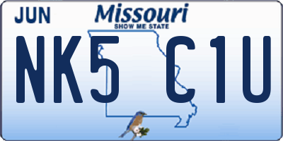 MO license plate NK5C1U
