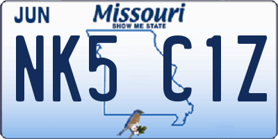 MO license plate NK5C1Z