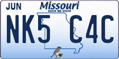 MO license plate NK5C4C