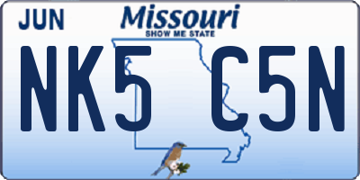 MO license plate NK5C5N