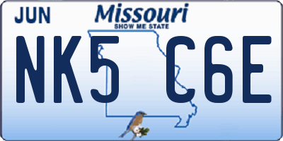 MO license plate NK5C6E