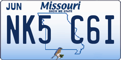 MO license plate NK5C6I