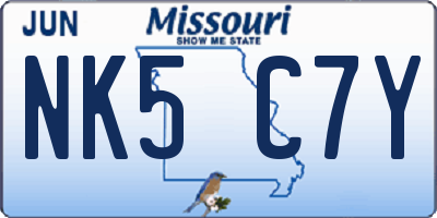 MO license plate NK5C7Y
