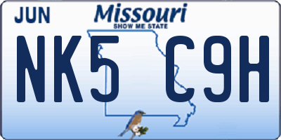 MO license plate NK5C9H