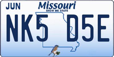 MO license plate NK5D5E