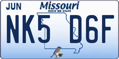 MO license plate NK5D6F
