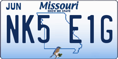MO license plate NK5E1G