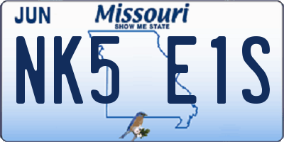 MO license plate NK5E1S