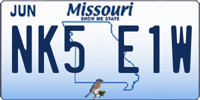 MO license plate NK5E1W