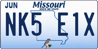 MO license plate NK5E1X