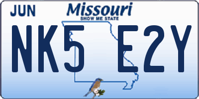 MO license plate NK5E2Y