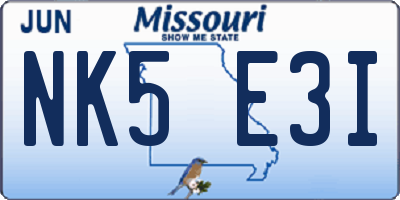 MO license plate NK5E3I