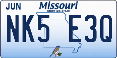MO license plate NK5E3Q