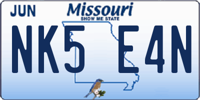 MO license plate NK5E4N