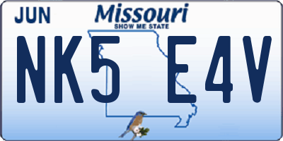 MO license plate NK5E4V