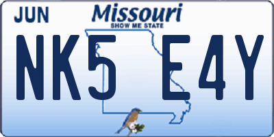MO license plate NK5E4Y