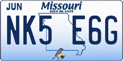 MO license plate NK5E6G