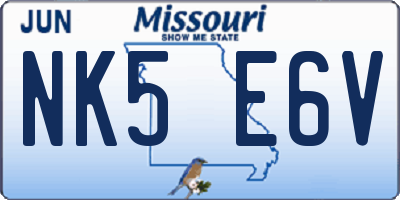 MO license plate NK5E6V