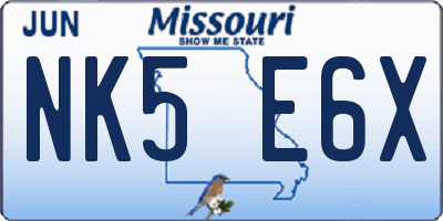 MO license plate NK5E6X