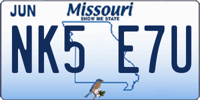 MO license plate NK5E7U