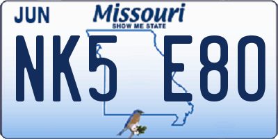 MO license plate NK5E8O
