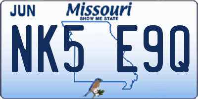 MO license plate NK5E9Q