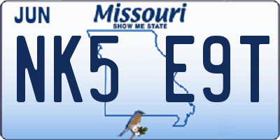 MO license plate NK5E9T