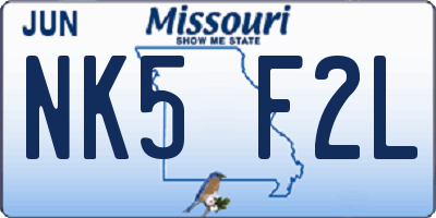 MO license plate NK5F2L