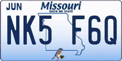 MO license plate NK5F6Q