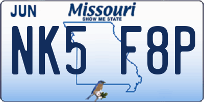 MO license plate NK5F8P