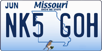 MO license plate NK5G0H