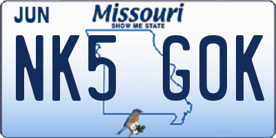 MO license plate NK5G0K