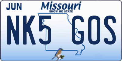MO license plate NK5G0S