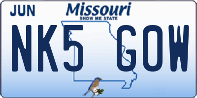 MO license plate NK5G0W
