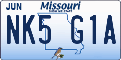 MO license plate NK5G1A