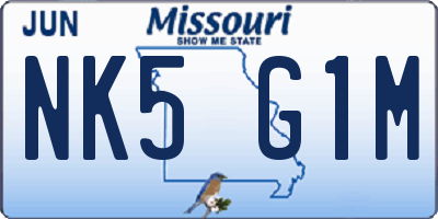 MO license plate NK5G1M