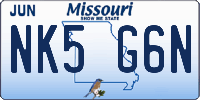 MO license plate NK5G6N
