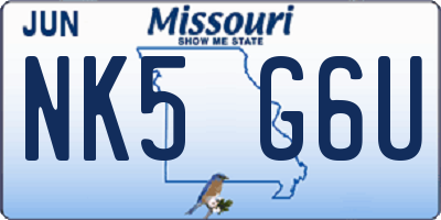 MO license plate NK5G6U