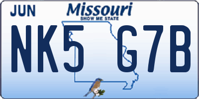 MO license plate NK5G7B
