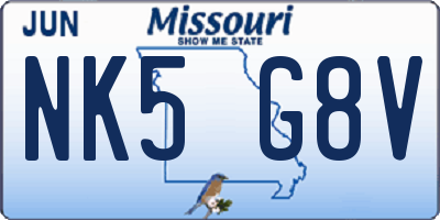 MO license plate NK5G8V