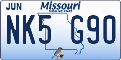 MO license plate NK5G9O