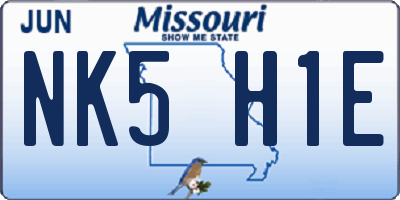 MO license plate NK5H1E